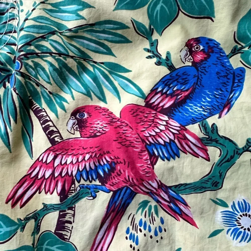 Vintage Polo Ralph Lauren Yellow Tropical Parrot Print Swim Trunks Size M